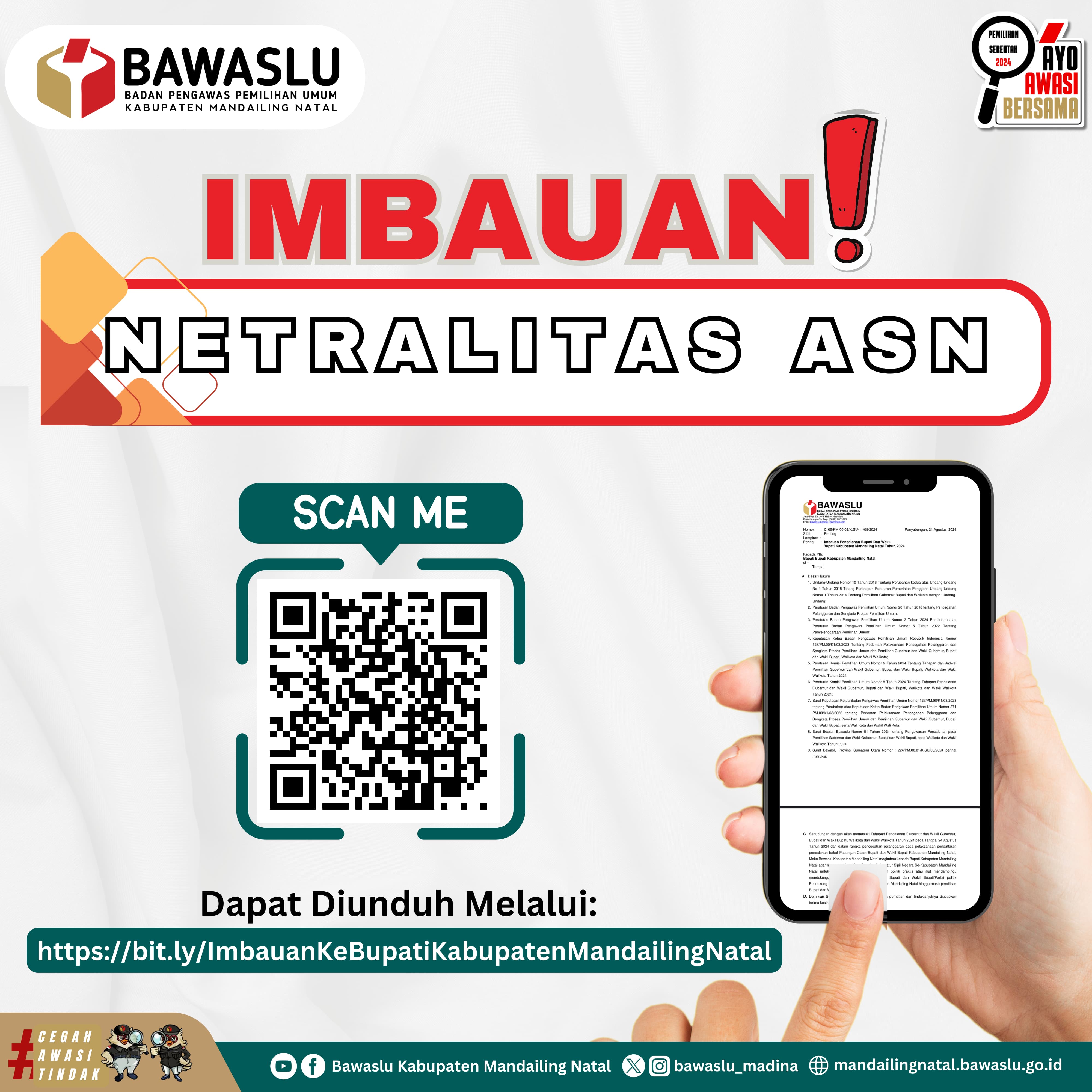 Bawaslu Madina Imbau ASN Pemkab Madina Jaga Netralitas, Tidak Dampingi Calon Daftar ke KPU