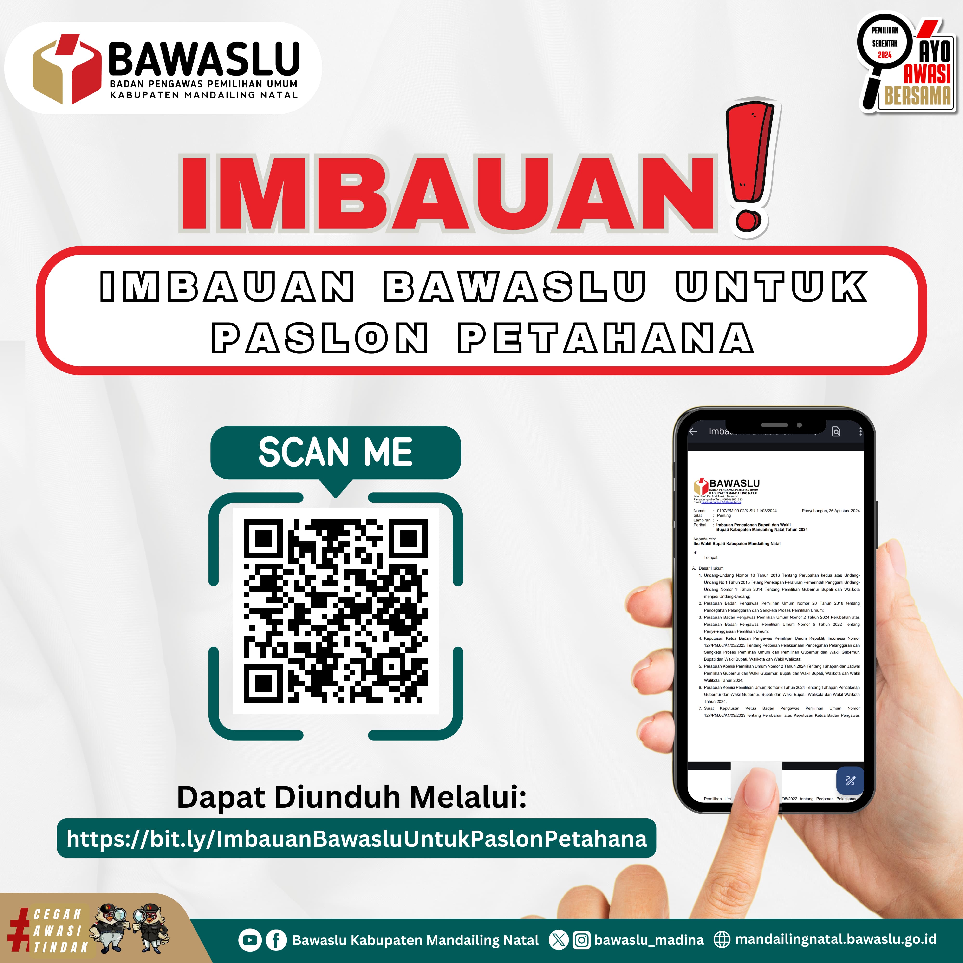 Imbauan Bawaslu Untuk Paslon Petahana