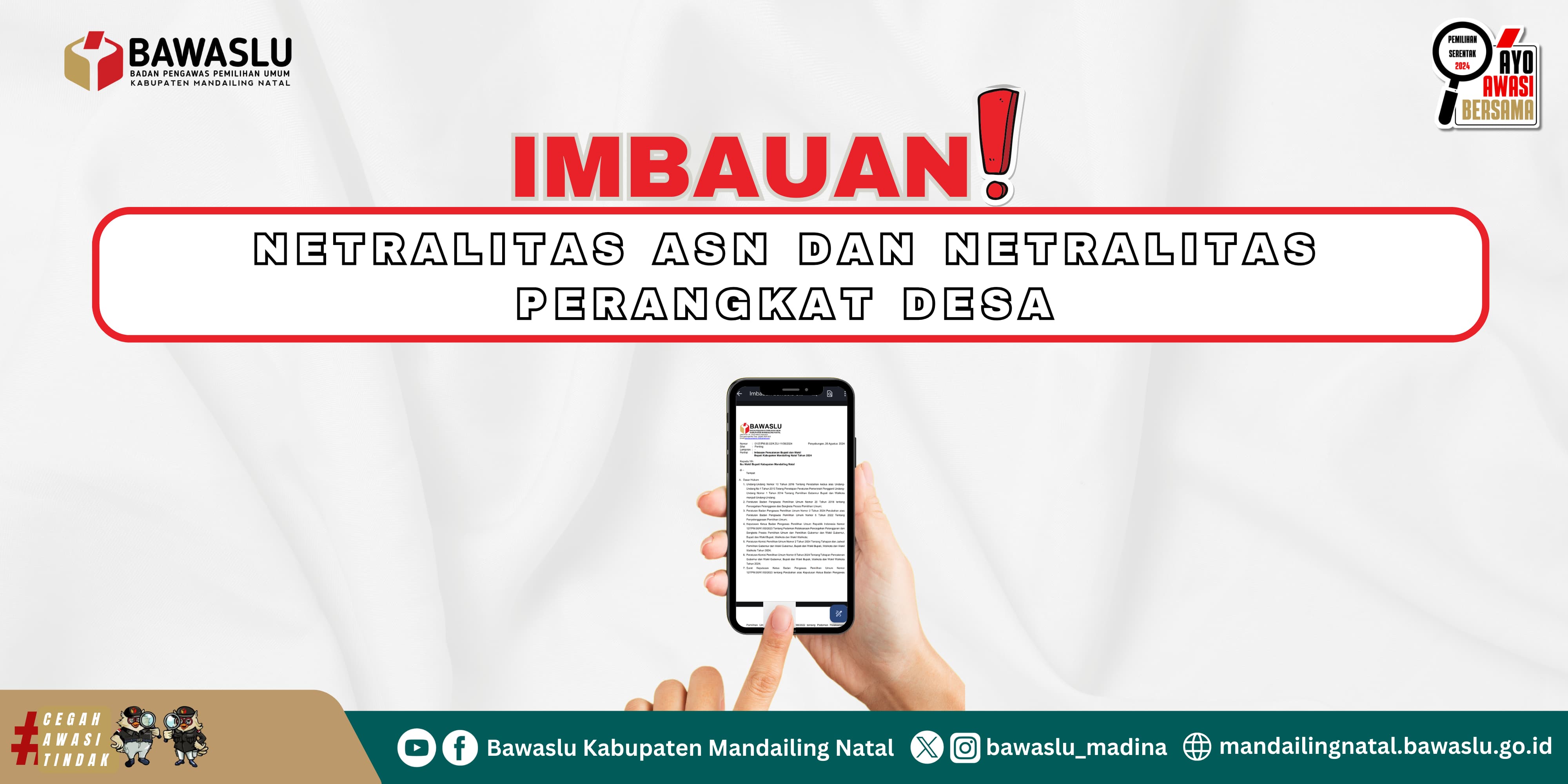 Jelang Penetapan Pasangan Calon, Bawaslu Madina Surati 404 Lurah dan Kepala Desa Ingatkan Netralitas