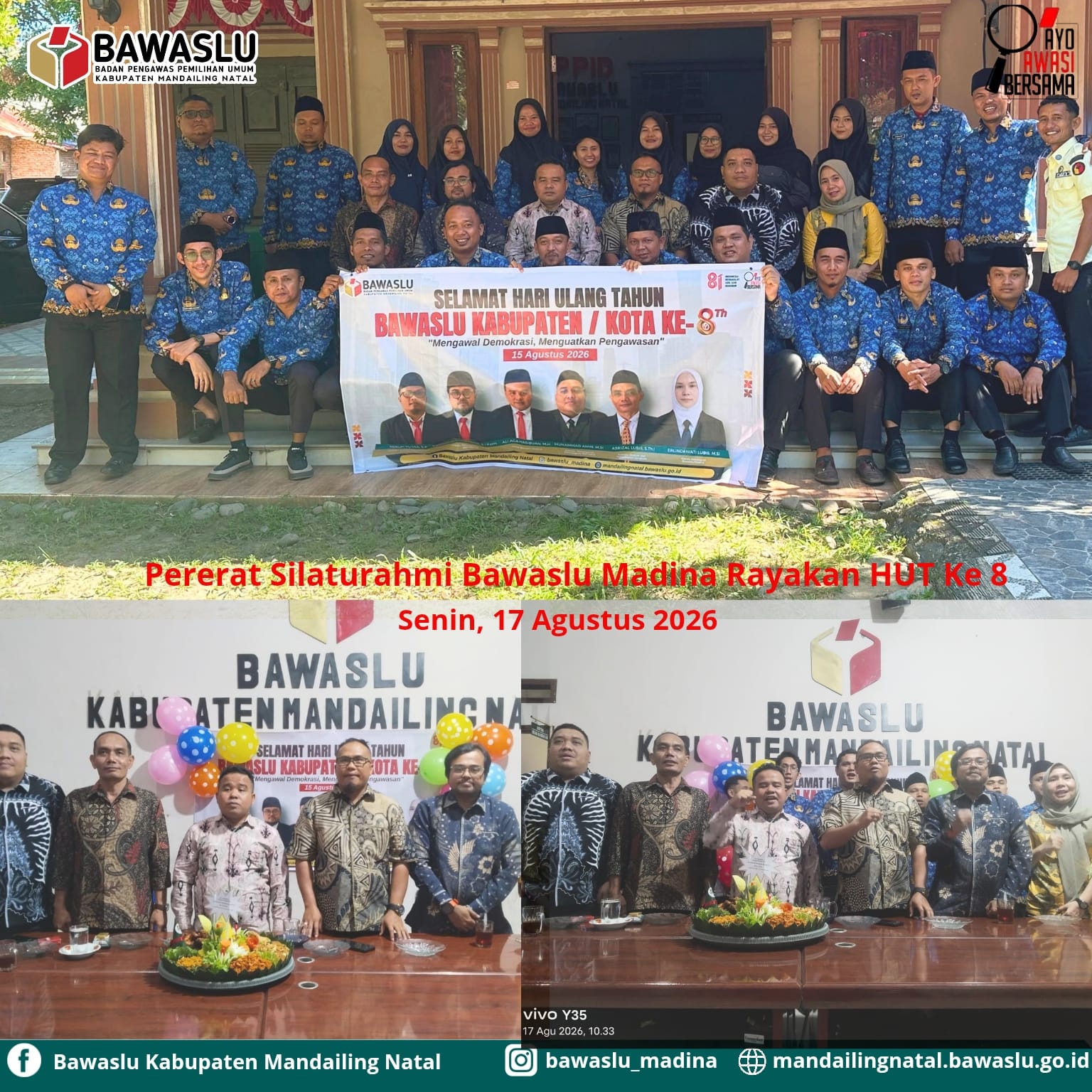 Bawaslu Madina Rayakan Ulang Tahun ke 8