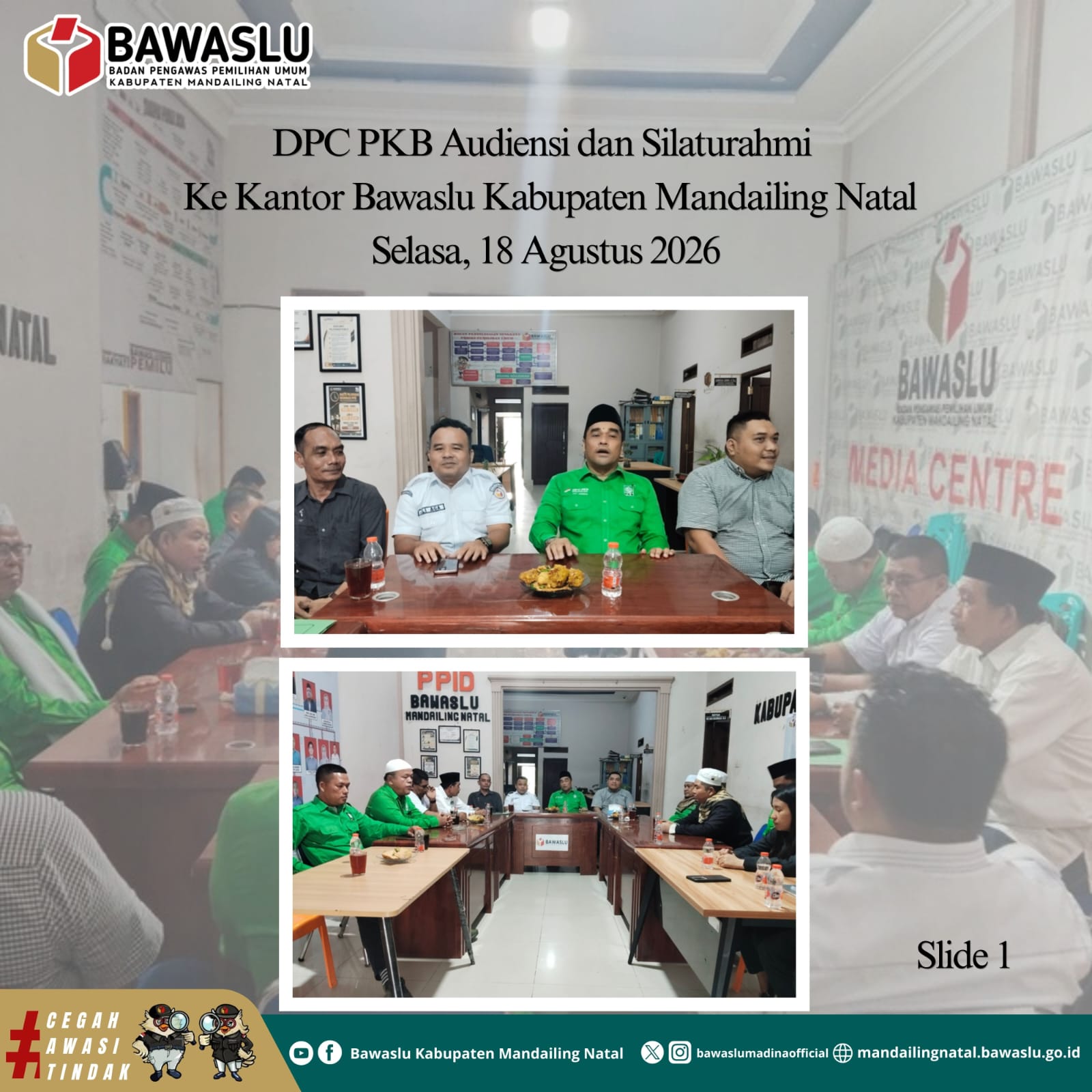 DPC PKB Audiensi dan Silaturahmi Ke Kantor Bawaslu Kabupaten Mandailing Natal
