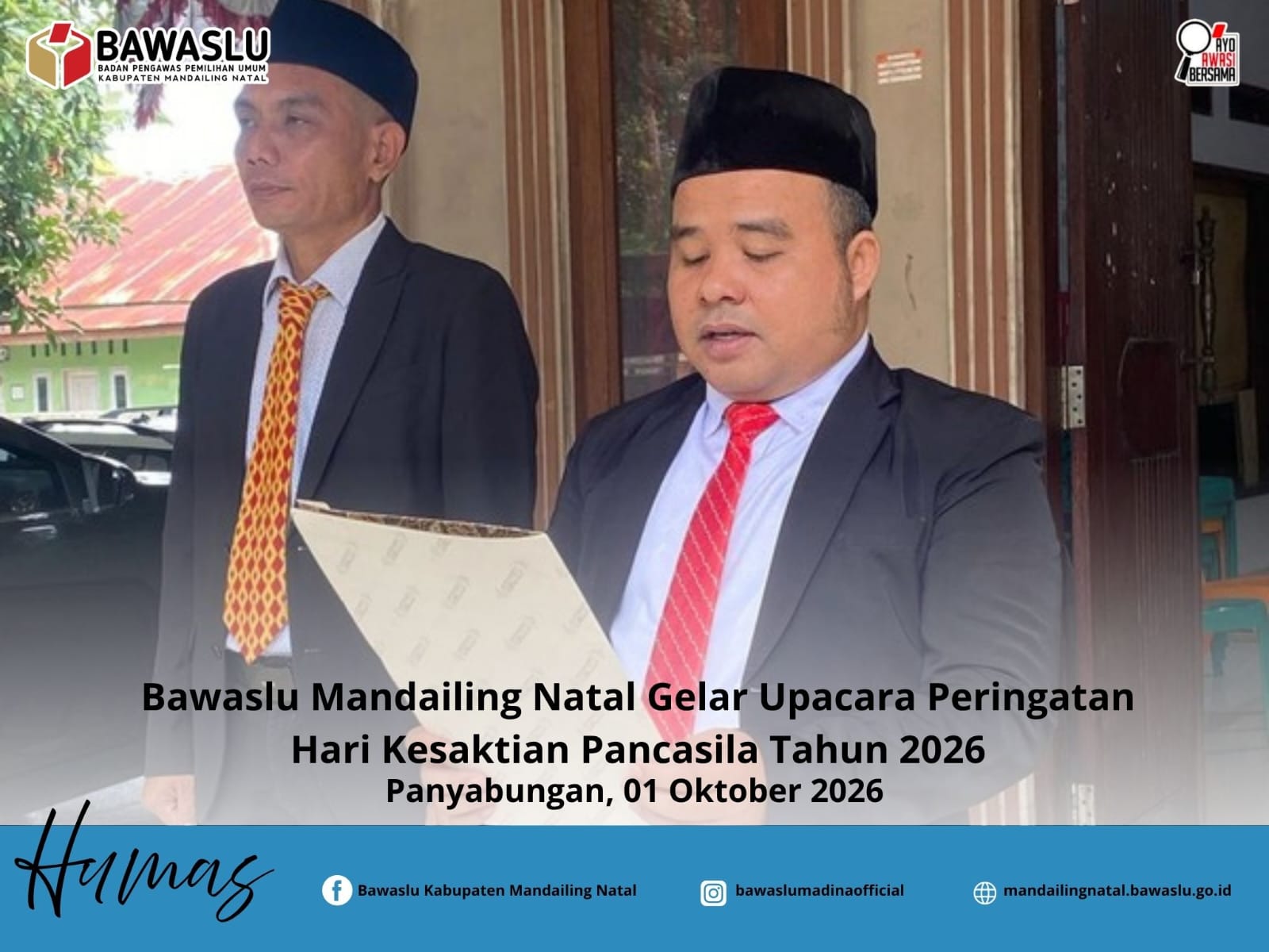 Bawaslu Mandailing Natal Gelar Upacara Peringatan Hari Kesaktian Pancasila Tahun 2026