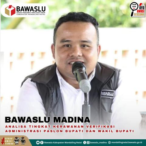 Ketua Badan Pengawas Pemilihan Umum (Bawaslu) Mandailing Natal Aliaga Hasibuan, M.H