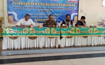 Kordiv HPS Bawaslu Madina menjadi narasumber pada kegiatan sosialisasi yang diselenggarakan kesbangpol Madina